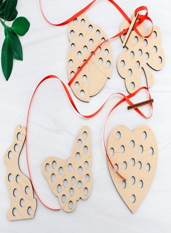 Haoser Pack of 5 Wooden Threading Lacing Toy for Toddlers Travel Toys Preschool Games Fine Motor Skills Educational Toys for 3+ Year Old Kids Gifts|4 inch - Image 2